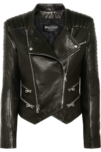 BALMAIN BLACK QUILTED LEATHER BIKER JACKET - NEW
